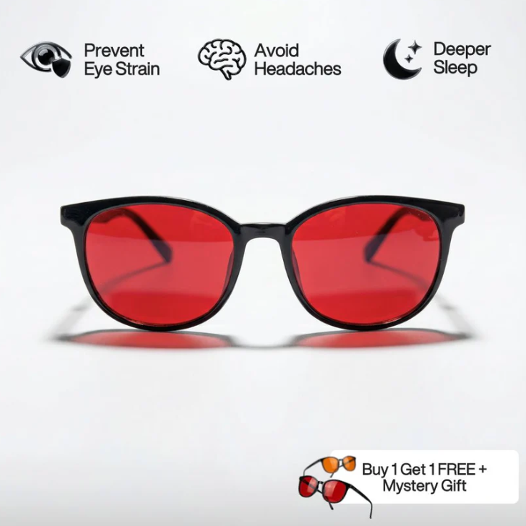Flow® | Lunettes anti-lumière bleue unisexes à verres rouges.