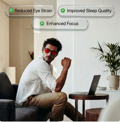Flow® | Lunettes anti-lumière bleue unisexes à verres rouges.