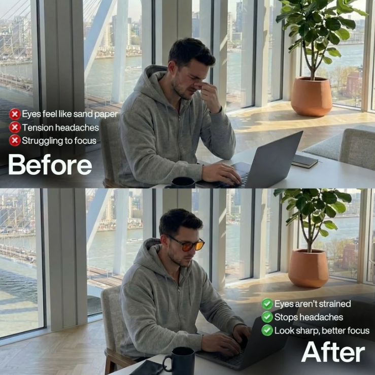 Flow® | Lunettes anti-lumière bleue unisexes à verres rouges.
