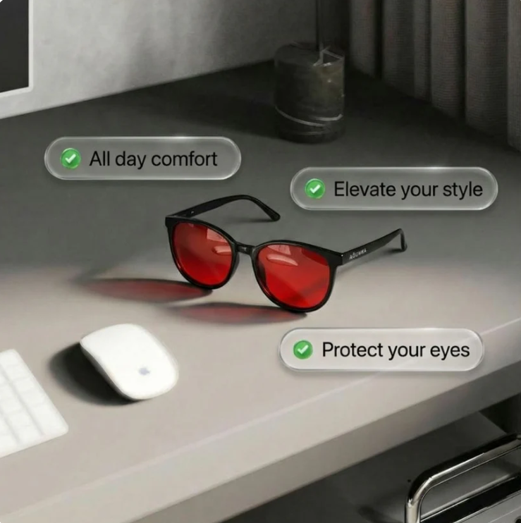 Flow® | Lunettes anti-lumière bleue unisexes à verres rouges.