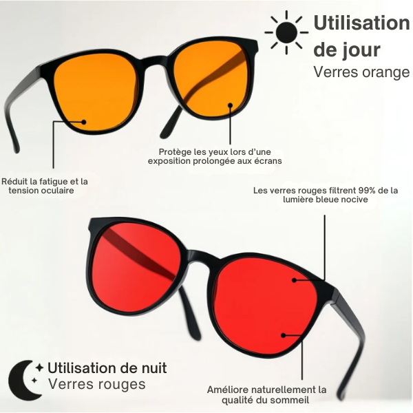 Flow® | Lunettes unisexes à verres rouges – Anti lumière bleue